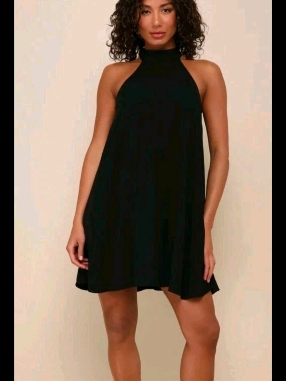 Lulu’s Love of Mine White Halter Swing Dress SIze S, Black